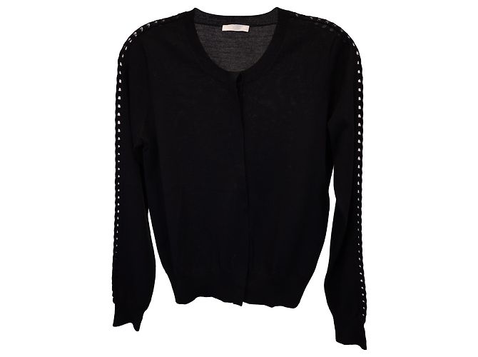Chloé Strickpullover mit Ösendetails aus schwarzem Kaschmir Wolle