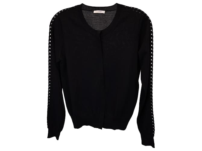 Chloé Knit Sweater with Eyelet Details in Black Cashmere Wool  ref.1292575