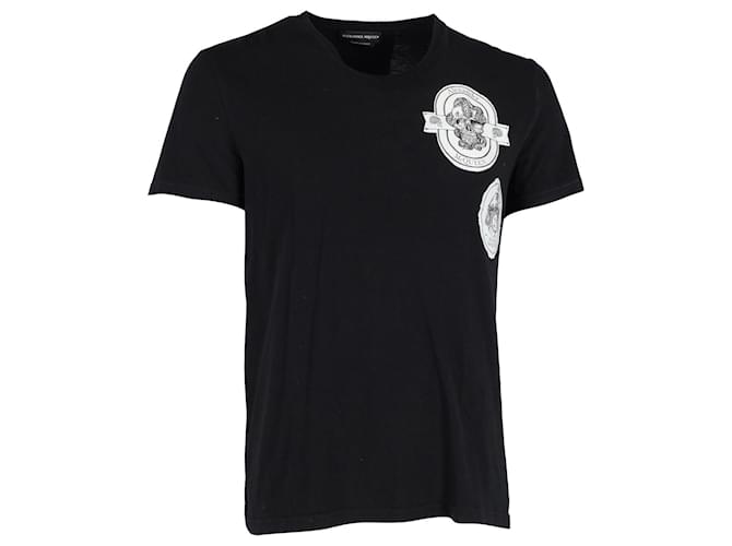 Camiseta con logo de calavera de Alexander McQueen en algodón negro  ref.1292579