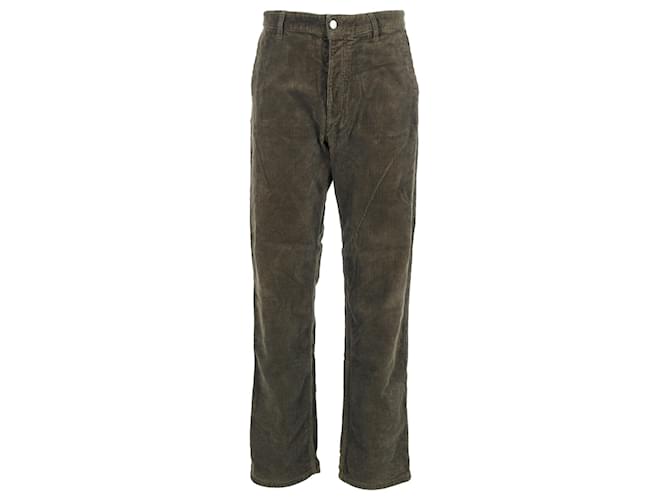 Ami Paris Straight Pants in Olive Cotton Corduroy Green Olive green  ref.1292587