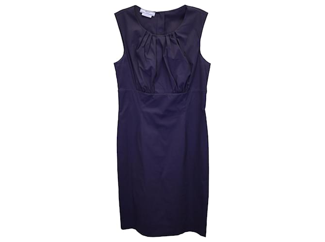 Prada Vestido com bainha sem mangas em viscose de poliéster azul marinho  ref.1292596