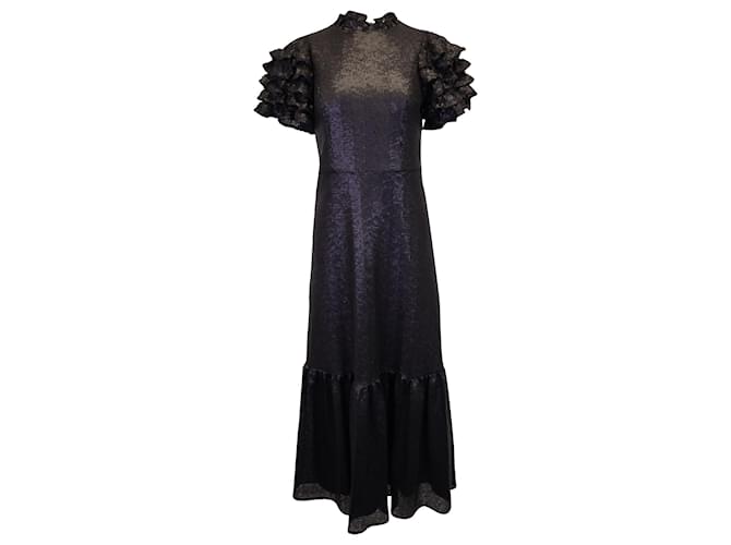 Sea New York Rachelle Ruffle-Sleeve Sequined Gown In Black Polyester  ref.1292617