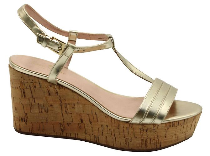 Kate Spade Metallic Gold Wedge Sandals Golden