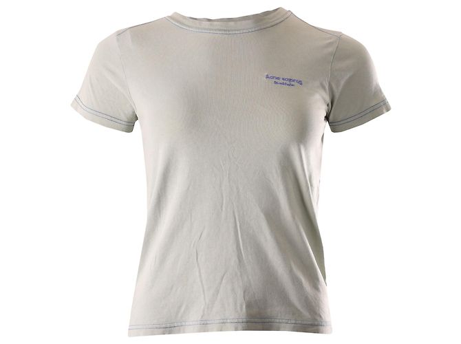 Camiseta bordada de la marca Acne Studios en algodón verde claro