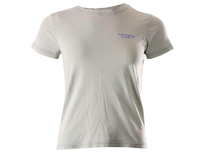Acne Studios Brand-embroidered T-shirt in Light Green Cotton  ref.1292633