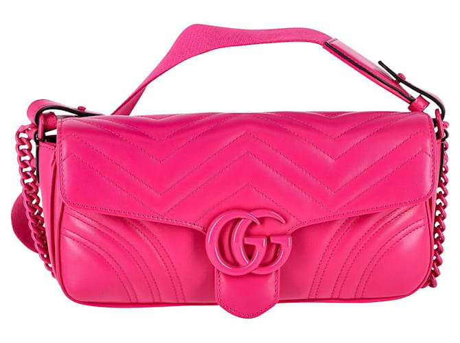 Bolso de hombro Gucci mediano GG Marmont con solapa Matelassé en cuero rosa  ref.1292640