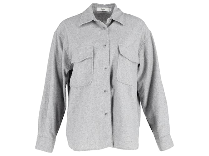 Autre Marque The Frankie Shop Roy Felt Shirt Jacket in Gray Wool Grey  ref.1292642