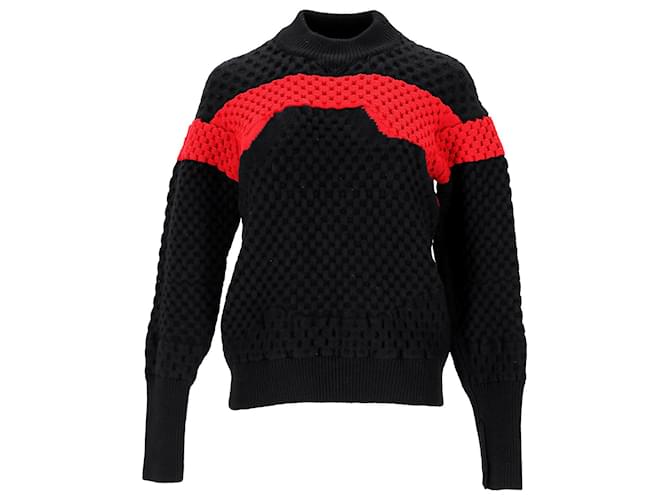 Jil Sander Strukturstrick-Colorblock-Pullover aus schwarzer Wolle  ref.1292645