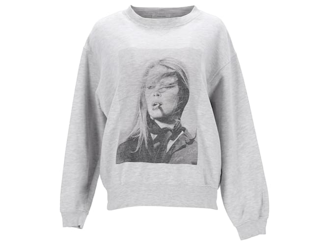 Anine Bing Ramona Brigitte Bardot Sweatshirt in Grey Cotton  ref.1292660