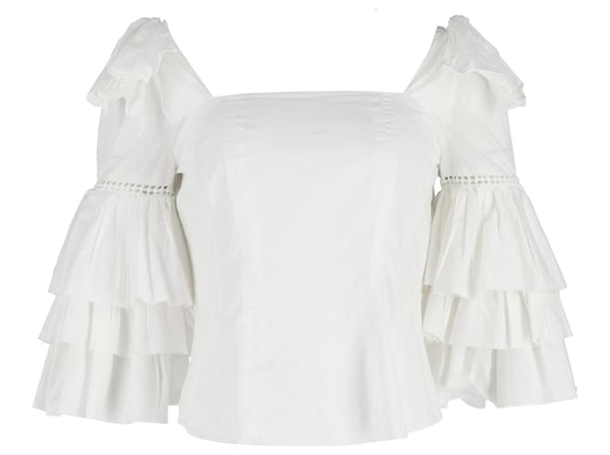 Roseanna Sea Ruffled Sleeves Top in White Cotton  ref.1292668