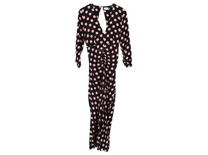 Autre Marque Rixo Polka-Dot V-neck Maxi Dress in Black Silk  ref.1292673