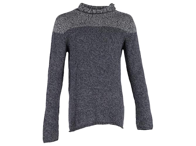 Giorgio Armani Roll-Neck Color Block Sweater in Navy Blue Cotton Wool  ref.1292676