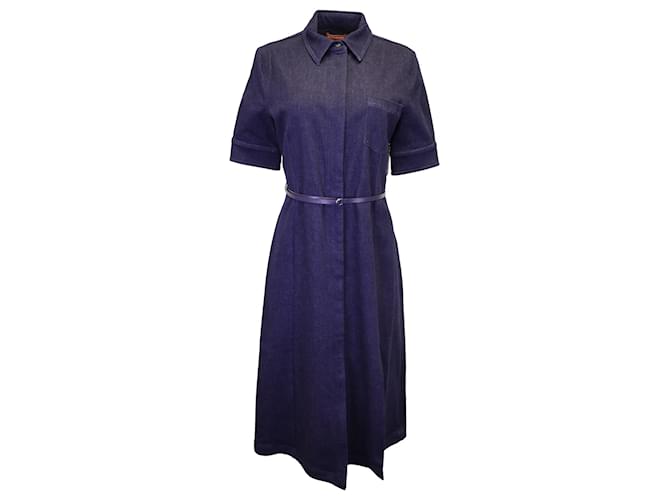 Altuzarra Kieran Belted Midi Dress in Blue Denim  ref.1292685
