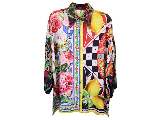 Dolce & Gabbana Patchwork Blouse in Multicolor Silk  ref.1292686