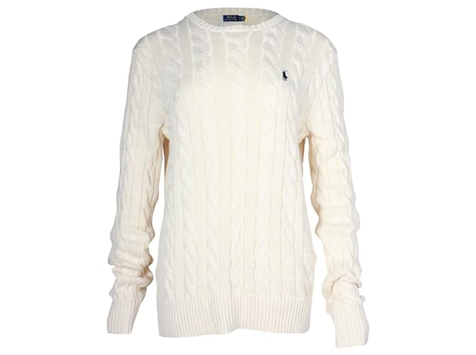 Suéter Polo Ralph Lauren Cable Knit em Algodão Creme Branco Cru  ref.1292699