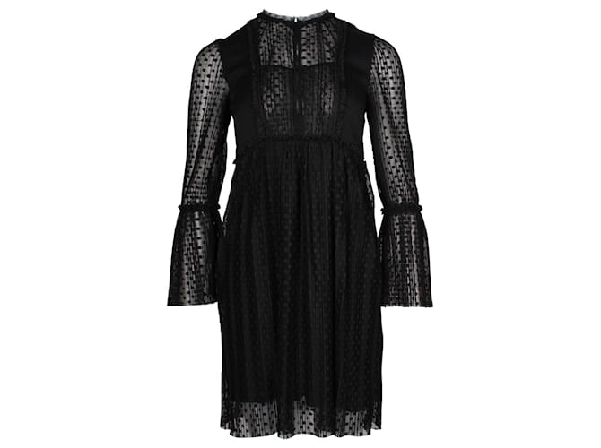 Maje Rezane Swiss Dot Dress in Black Polyester  ref.1292700