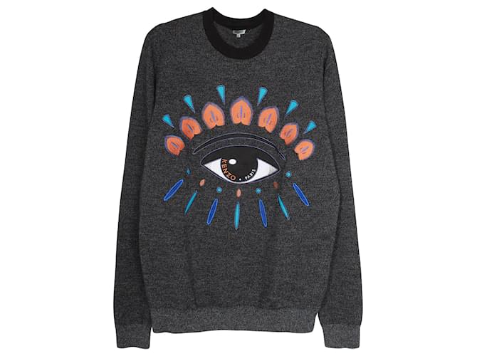 Kenzo Embroidered Eye Sweater aus dunkelgrauer Wolle   ref.1292704