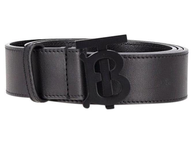Cintura Burberry con fibbia monogramma in pelle nera Nero  ref.1292705
