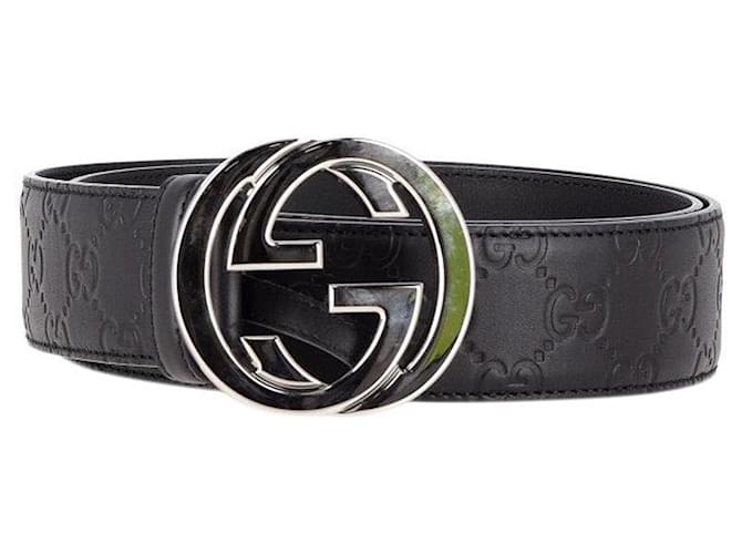 Cintura Gucci Guccissima GG intrecciata in pelle nera Nero  ref.1292706
