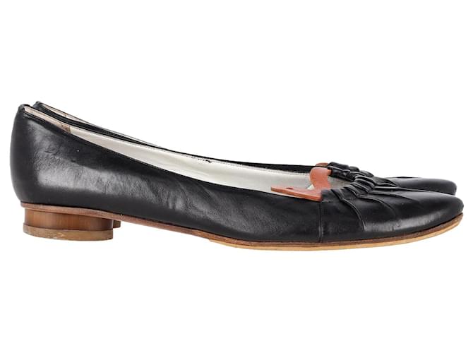 Etro Pleated Ballet Flats in Black Leather  ref.1292723
