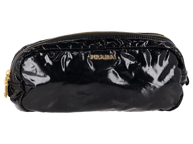 Prada Vernice Cosmetic Pouch in Black Patent Leather  ref.1292726