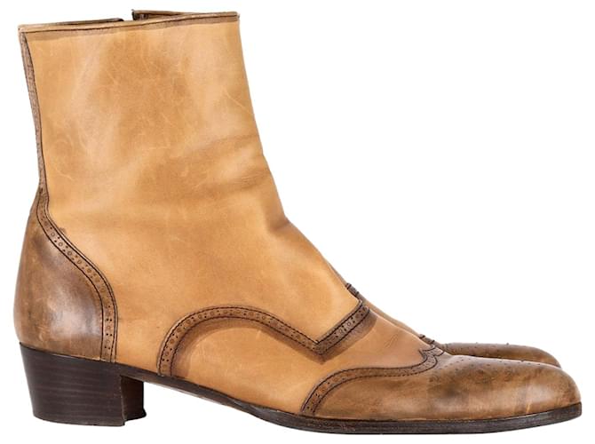 Miu Miu Brogue Ankle Boots in Brown Leather  ref.1292731