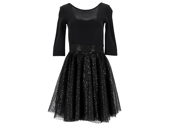 Maje Sequin Skirt Dress in Black Polyamide  ref.1292733
