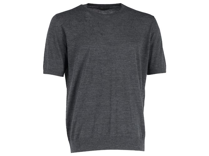 Prada Knitted T-Shirt in Grey Wool