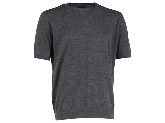 T-shirt tricoté Prada en laine grise  ref.1292736