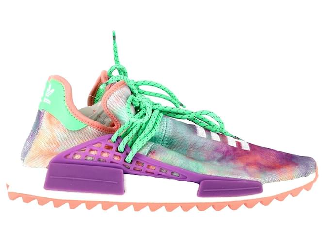 Autre Marque Pharrell x Adidas NMD Hu Trail Holi Sneakers in Flash Green and Lab Purple Polyester Python print  ref.1292743