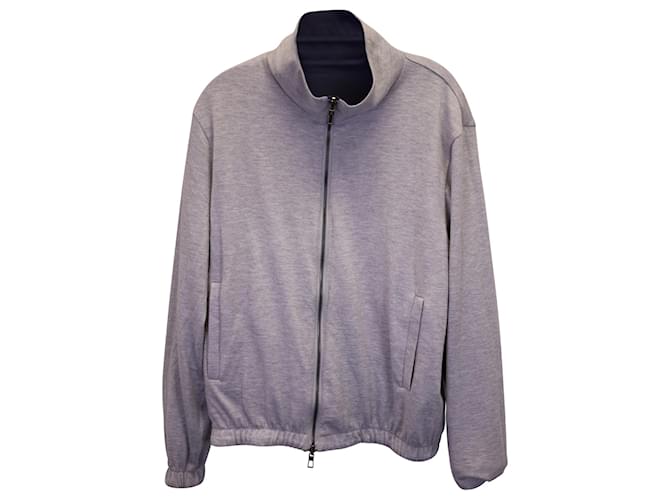 Loro Piana Windmate Reversible Bomber Jacket in Gray Cashmere and Navy Blue Polyamide Grey Wool  ref.1292753