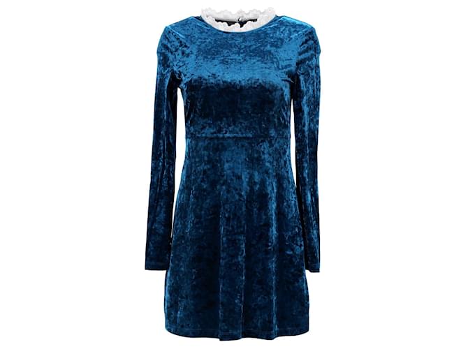 Maje Randy Crushed-Velvet Mini Dress in Turquoise Polyester  ref.1292758