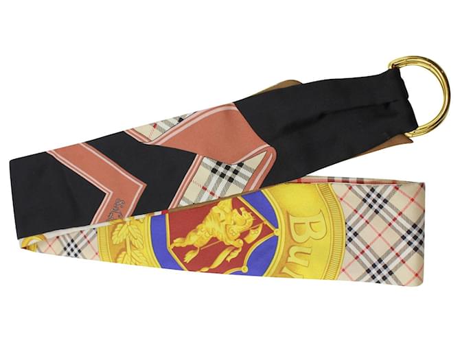 Bufanda ajustada con estampado de archivo y detalle de anilla en D de Burberry en seda multicolor  ref.1292783