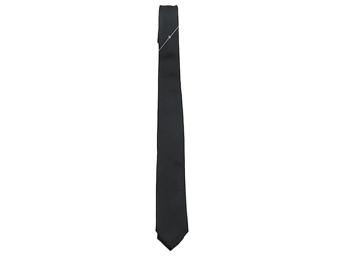 Corbata ajustada Dior Homme Beetle en seda negra Negro  ref.1292793