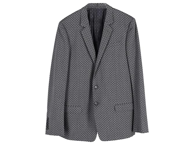 Gucci Checkered Blazer Jacket in Grey Cotton  ref.1292812