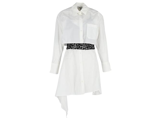 Robe chemise avec empiècement en dentelle JW Anderson en coton blanc  ref.1292848