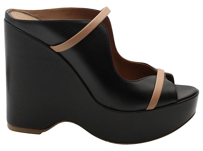 Autre Marque Malone Souliers Norah Wedge Sandals in Black Leather  ref.1292858