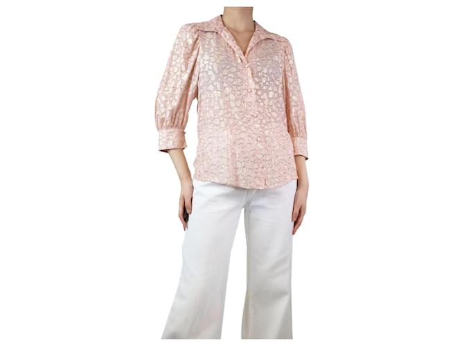 Stella Mc Cartney Pink and gold silk-blend shirt - size UK 8  ref.1292878