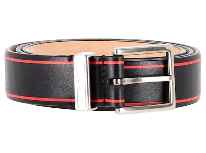 Cintura con fibbia tono su tono con stampa logo Alexander McQueen in pelle nera Nero  ref.1292879
