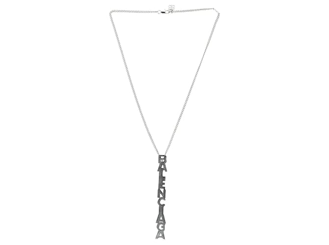 Balenciaga Typo Necklace in Silver Metal Silvery Metallic  ref.1292880