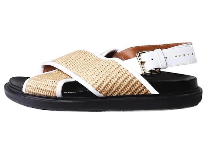 Marni Neutral Fussbett cross-over sandals - size EU 39 Leather  ref.1292888