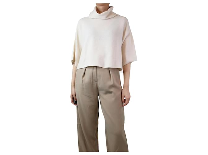 Autre Marque Cream cropped ribbed jumper - size S Cashmere  ref.1292893