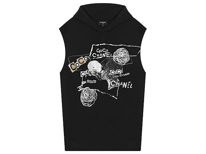 Chanel Débardeur avec logo emblématique en graffiti Coton Noir  ref.1292924