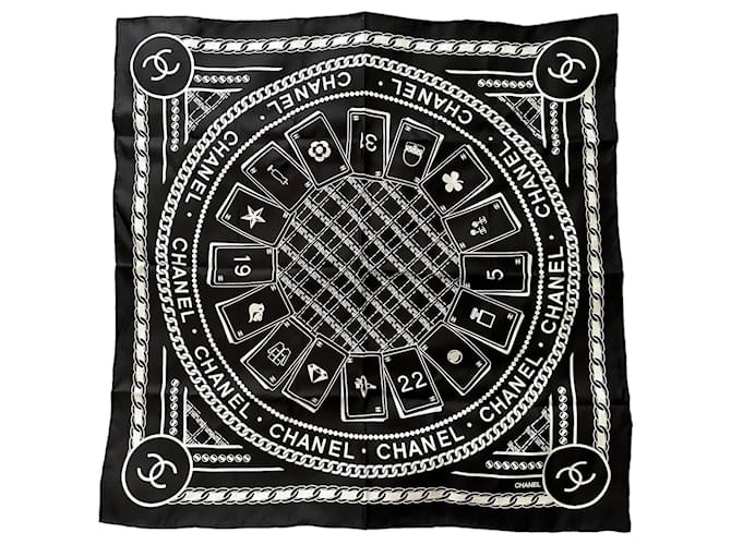 Chanel Pañuelos Negro Seda  ref.1292926