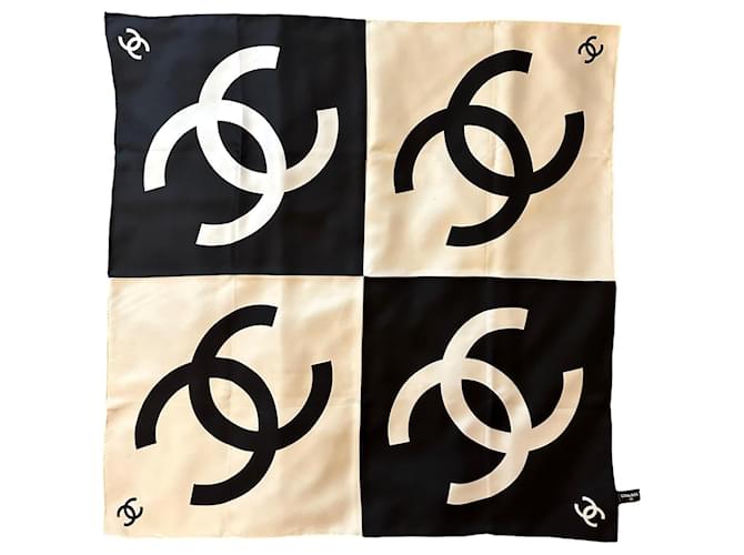 Chanel Silk scarves Black  ref.1292927