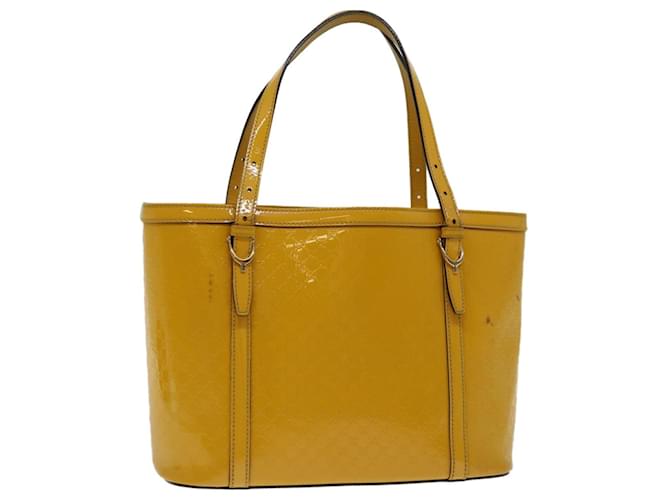 GUCCI Micro GG Canvas Hand Bag Patent leather Yellow 336776 auth 67196  ref.1292965