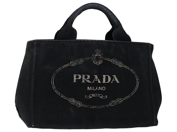 PRADA Canapa PM Hand Bag Canvas Black Auth ep3535 Cloth  ref.1292974