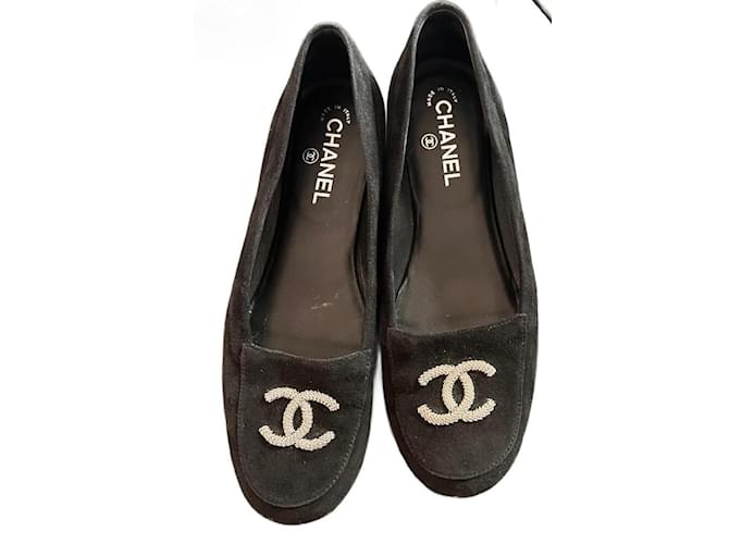 Chanel suede moccasins - very good condition - Black Deerskin  ref.1293034