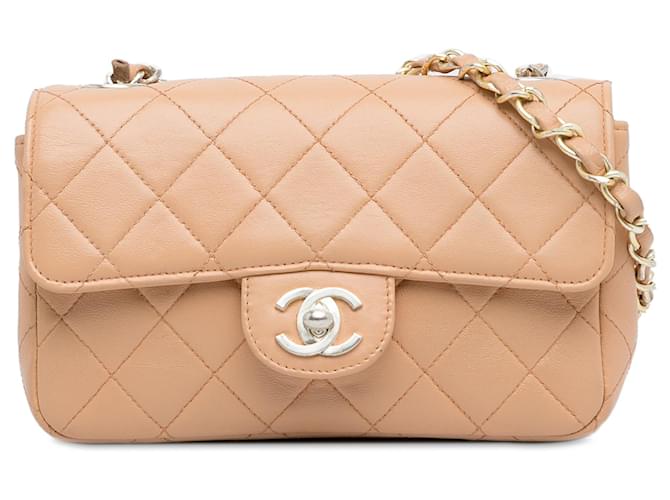 Bolso mini clásico con solapa rectangular rosa de Chanel Cuero  ref.1293088