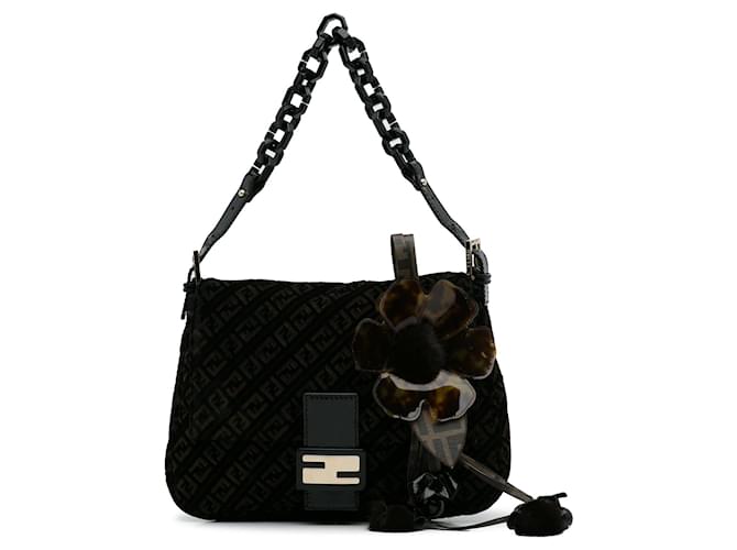 Brown Fendi Zucchino Velvet Mamma Chain Shoulder Bag Leather  ref.1293091